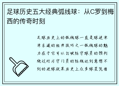 足球历史五大经典弧线球：从C罗到梅西的传奇时刻